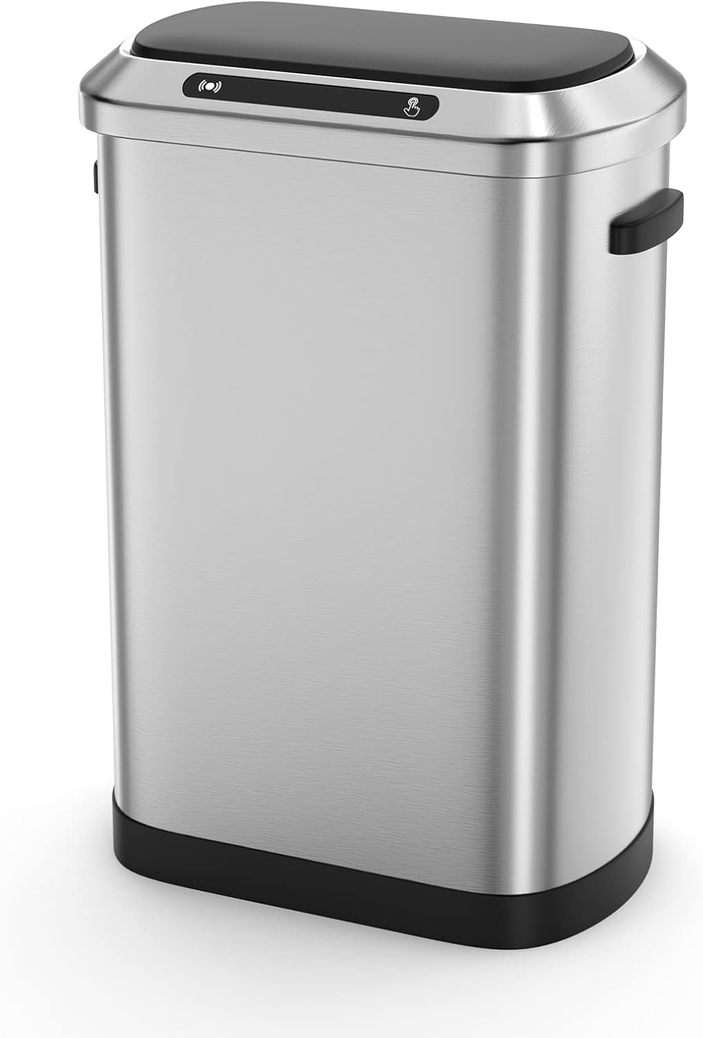 13 Gallon 50L Silver Automatic Smart Trash Can with Lid for Kitchen Office Bedroom Waste Bin and More, Stainless Steel Thickened Body and Super Mute Sensor Lid Garbage Can with 30 Count Garbage Bags