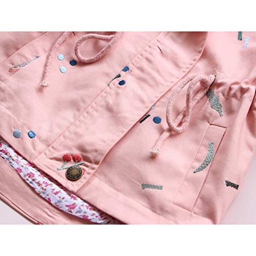 Evelin Lee Baby Girls Casual Spring Fall Hooded Windbreaker Jacket Embroidery Outwear Coat Pink #TOP3