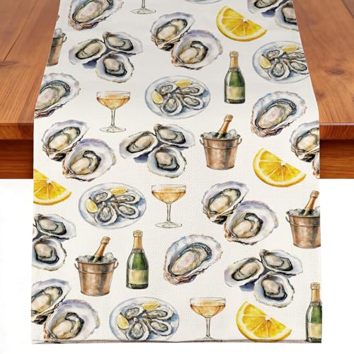 Chemin de table d'huîtres pour décoration de table marine et repas de crustacés
