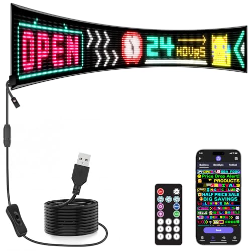 KJOY Bright Large Programmable LED Sign, 77''x8'' Flexible Scrolling LED