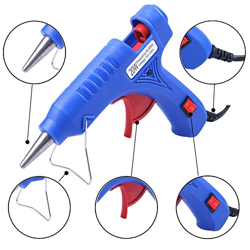 COCODE Hot Glue Gun with 60 Mini Glitter Hot Melt Glue Sticks 0.27" x 3.93" for Art Craft Project Holiday Decoration Cardboard Making DIY Repair