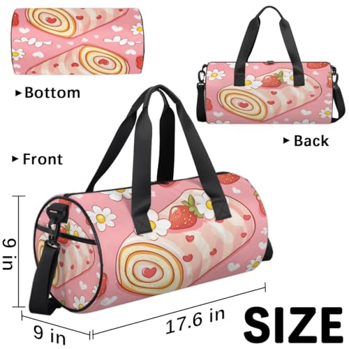 Swiss Roll Cake Round Barrel Sports Fitness Bag, Travel Luggage Bag, Reusable Handbag, Suitable For Men and Women3