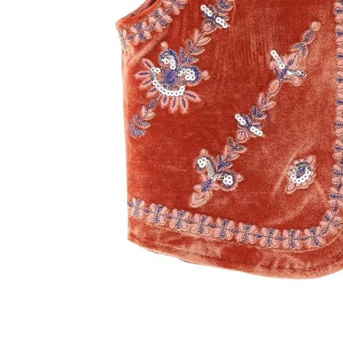 Image of Women Vintage Floral Embroidered Vest Y2K Sleeveless Open Front Cardigan Boho Linen Cropped Waistcoat