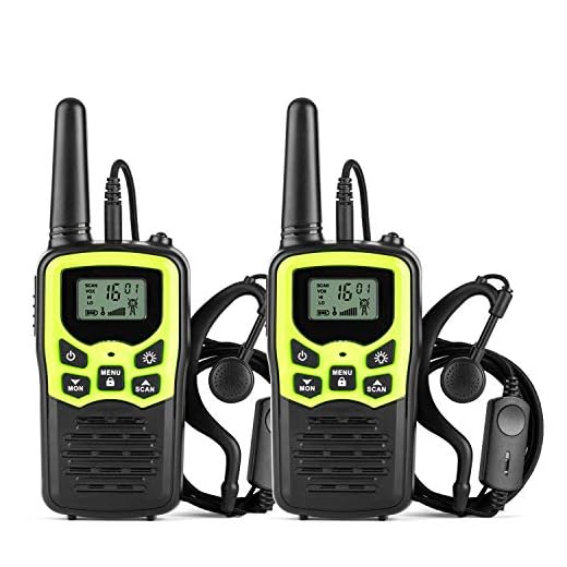Ankreu Walkie Talkies for Adults &Kids Long Range Walkie Talkie 2 Way Radio up to 5 Miles Range in The Open Fields 22 Channel FRS/GMRS UHF Handheld Walky Talky with Headsets/Earpieces 2 Pack Green