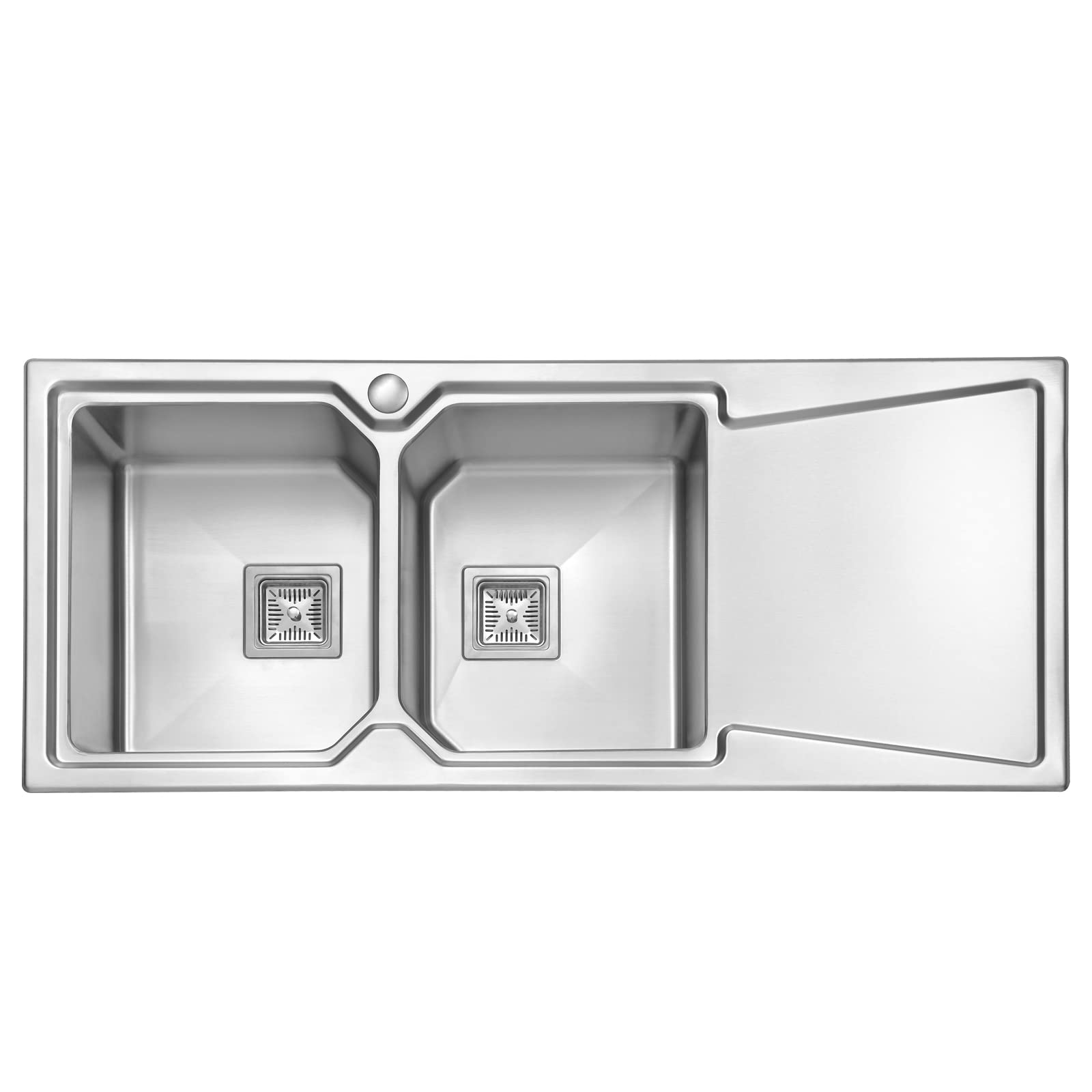 JASSFERRY Double Bowl Kitchen Sink - Right Drainer - Stainless Steel - Silver