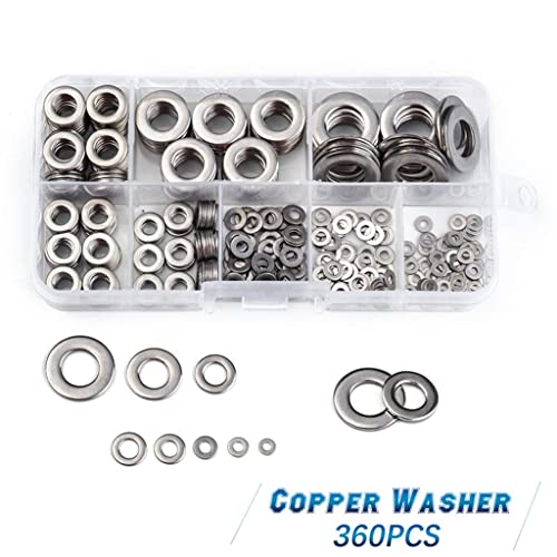 #N/A Arruela lisa, 8 tamanhos arruelas sortimento conjunto de aço inoxidável plano e arruela do fech