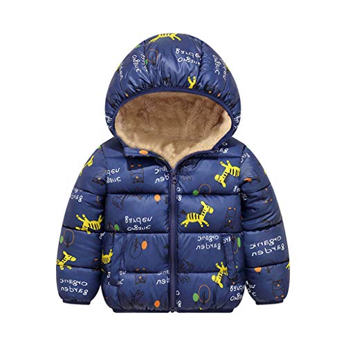 Winter Warm Thicken Puffer Jacket Fleece Lined Hooded Coat Windproof Cartoon Outerwear Overcoat for Toddler Baby Boys Girls