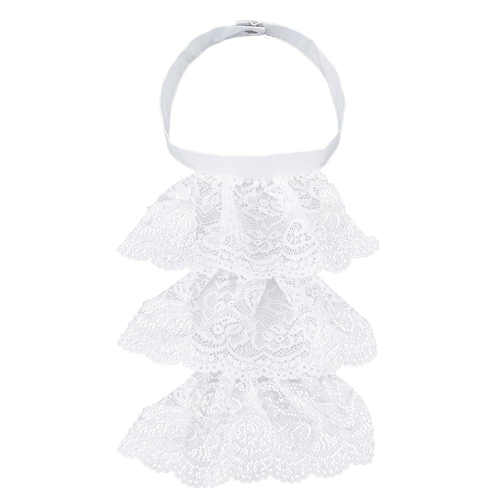 HOBBIESAY 1PCS Ruffle Lace Collar Victorian Colonial Jabot Collar Detachable Ruffled False Collars Unisex Lace Jabot Collars Costume Accessory for Women Men Outfits Cosplay