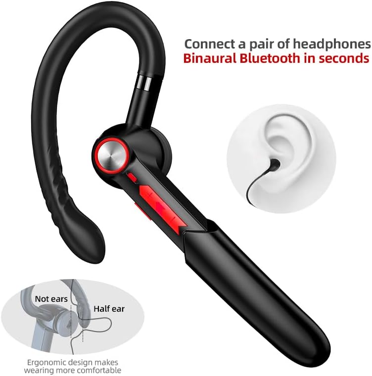 eppfun Bluetooth Earpiece Wireless CVC8.0 Headset for Cell Phone Dual Mic Noise Canceling Handsfree Phone Earpiece with Mute for iPhone Android Home Office Driving