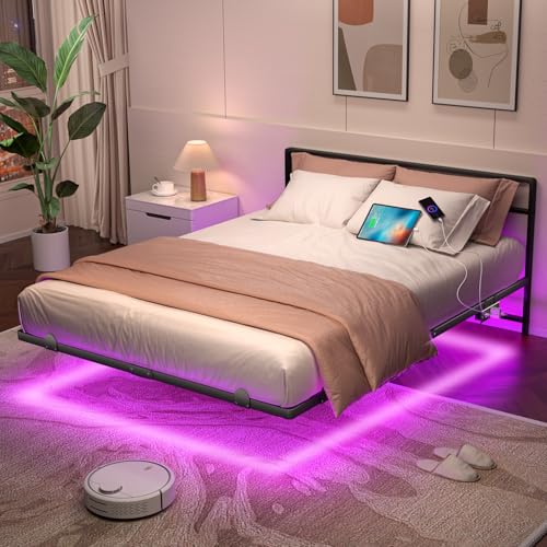 Full Floating Bed Frame with Headboard