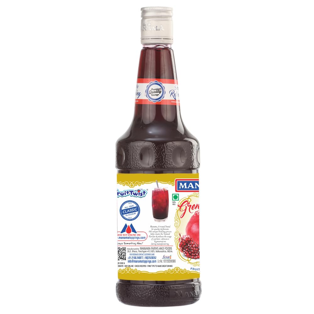 Manama Grenadine (Pomegranate) Syrup | Mixer for Mocktails, Cocktails, Drinks, Juices, Beverages | Non Alcoholic Mix 750ML Bottle - Image 3 thumbnail