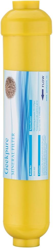 Geekpure 10-inch Inline Mineral Water Filter Upgrade for Reverse Osmosis RO System-1/4"Thread