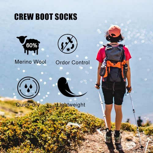 WANDER Merino Wool Socks Men 3 Pairs Cushioned Calf Boot Socks Moisturing Wicking Everyday Thermal Crew Socks2