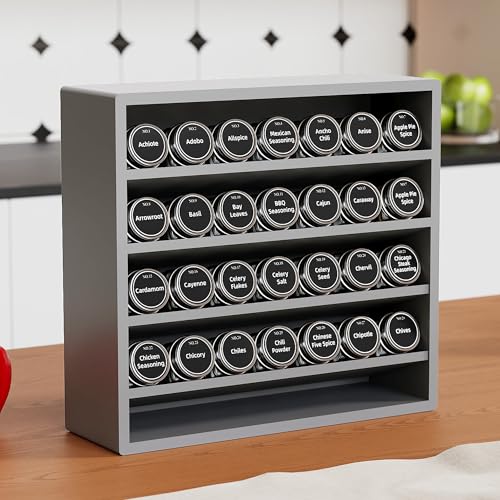 Orimade 4 Tier Spice Rack Organizer for Cabinet, Freestanding Bamboo Seasoning Rack for Countertop, Cupboard, Pantry, Kitchen, 13.18 x 4.13 x 12.2 inches(Spice Jars Not Included), Grey by Orimade - Image 8