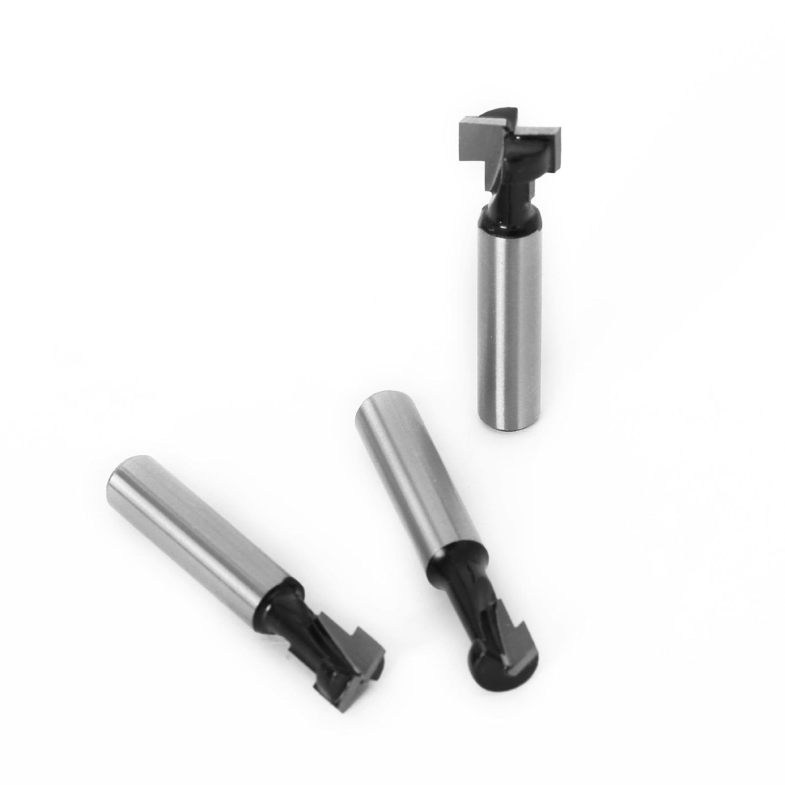 Fresa de carburo para ranurar en T con vástago de 8 mm, para madera, para ranurar pernos hexagonales, fresas de ranurado en T (3 unidades)