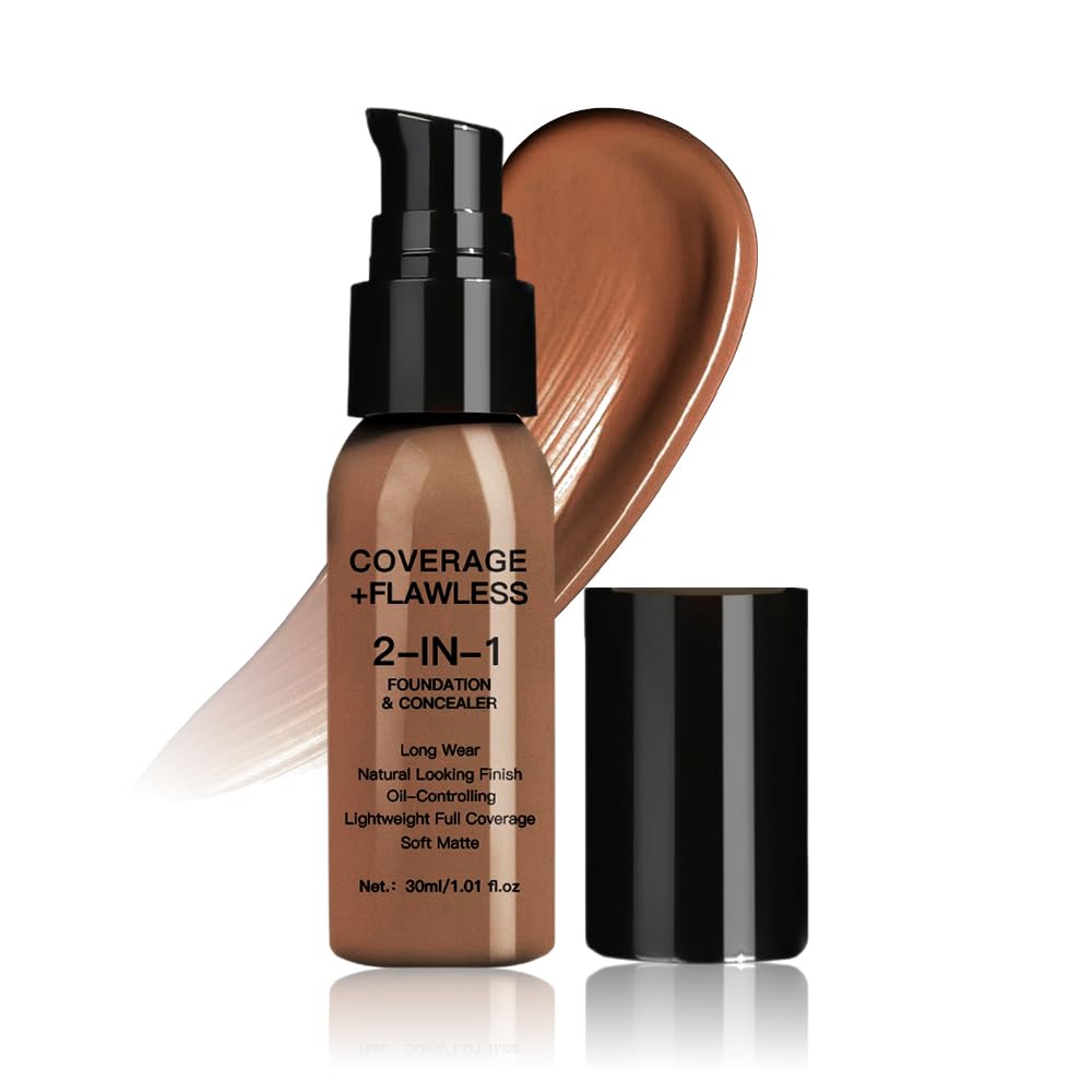 2 in 1 Foundation Concealer Lightweight Creamy Long Lasting Face Makeup for Combination Oily Skin Conceals Dark Circles