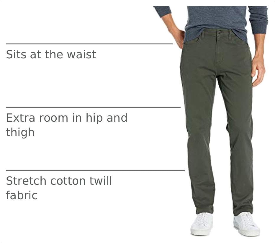 Image of Amazon Essentials Men's Athletic Fit Chinos, Work Pants, 5-Pocket, Cotton Stretch