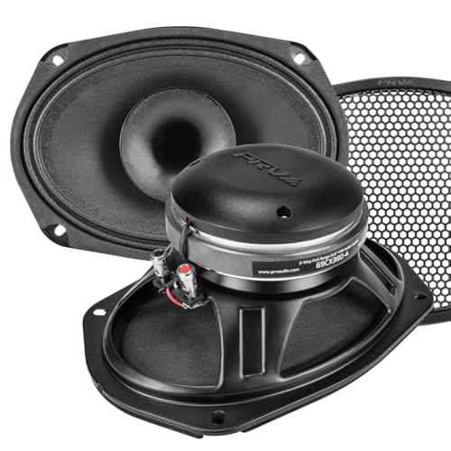 PRV AUDIO 6x9 Coaxial Car Audio Speaker 2X 69CX380-4 Loudspeaker with Built-in Tweeter Driver and Grill Included 380 Watts 4 Ohm (2 Speakers) Bundle
