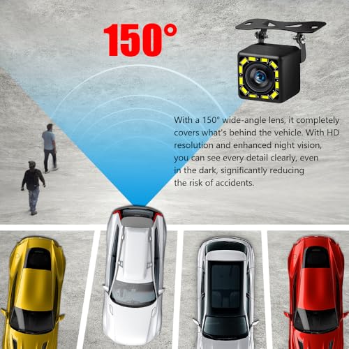 Image of Zufoty HD Backup Camera, IP69 Waterproof Car Rear View Camera, 170 Degree Wide Angle Rearview Reversing Camera, PMD2A-S Clear Night Vision Reverse Cam Kit for Vehicle SUV RV Pickup