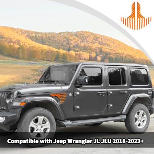 Image of JWWY Side Fender Vent Sticker US Flag Decals Vinyl Sticker Compatible with Jeep Wrangler JL JLU Gladiator JT 4xe 2025-2018 2pcsOrange