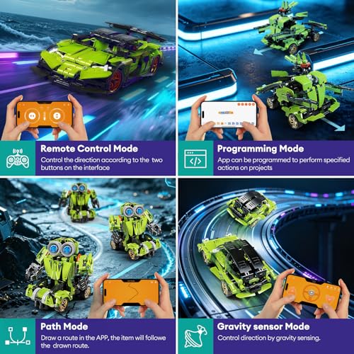 LECPOP 5-in-1 STEM Building Blocks Kit, RC Sports Car and Transform Robot - Image 6