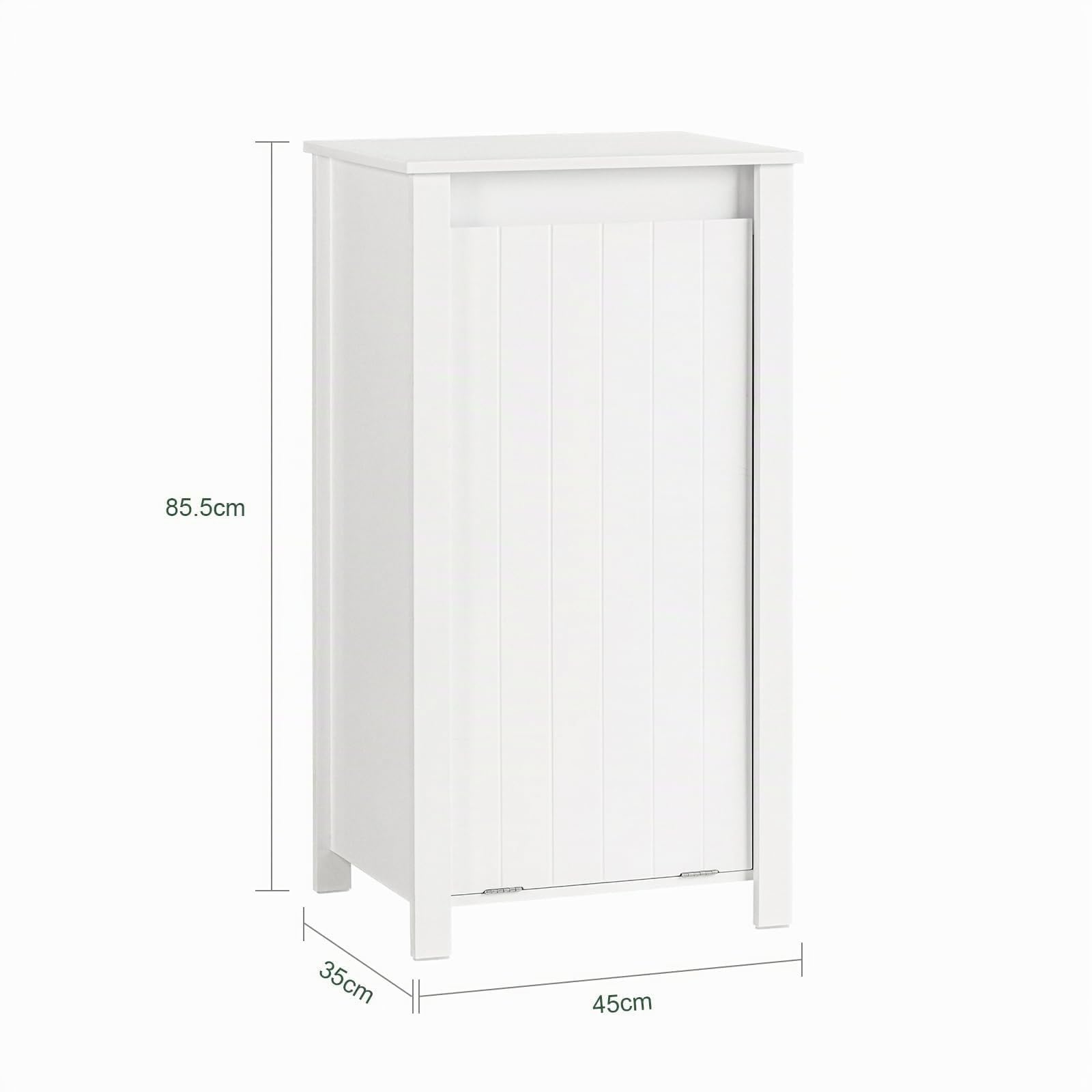 SoBuy Mueble Ropa Sucia baño con Saco abatible – Armario con Asas de Transporte y Almacenamiento – Mueble de baño Resistente a la Humedad para Espacios pequeños, Blanco 45x85,5x35cm BZR100-W