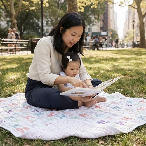 Image of aden + anais 100% Organic Cotton Muslin Dream Blanket, Perfect for Babies, Infants and Toddlers, Crib Blanket, Nursery Essential, Bow Atelier