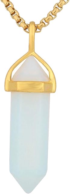 KYEYGWO Pack of 2 Crystal Points Stone Pendants Necklace for Women and Men, Healing Crystals Pendants with Chain 19"