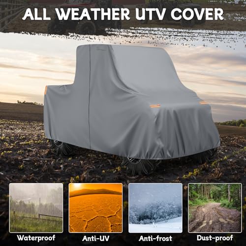 Image of Waterproof UTV Cover Compatible with Polaris Ranger 3 Seaters Performance, 6 Layers All Weather Cover with Air Vents, Door Zipper and Windproof Buckles and Bands for Rain Snow Dust Protection