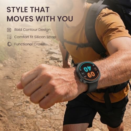 Image of Fastrack Revoltt FR3 Pro Smartwatch with 1.43 inch AMOLED Display,Dynamic 60Hz Refresh,Nitrofast Charging, HRM, SpO2, Sleep,Multiple Menu Style,Functional Crown,IP68, BT Calling,24 /7 Health Suite - Black