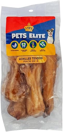 Pets Elite Beef Achilles Tendon Dog Chews (Pack of 5) – Natural Long-Lasting Chew with Marrow Bone | Joint Support | High-Protein | Grain-Free | BARF | South African Made