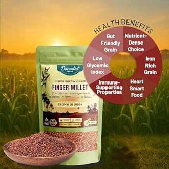 Danodia Foods Whole Grain Finger Millet (Ragi) - 2lbs (950g) | Organic, Hulled, Unpolished, Gluten-Free, Natural Superfood | High in Iron, Calcium, Fiber & Protein | Non-GMO, Plant-Based
