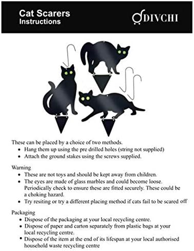 3Pack Black Cat Silhouette for Garden - Cats Scarer with Marble Eyes - Harmless Bird Deterrent, Fox Repellent, Rodent Repeller - Decorative, Weatherproof, Silent, Ecological