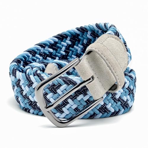 Image of Men's Stretch Braided Elastic Woven Canvas Golf Belt, multicolor,1 3 /8 inch
