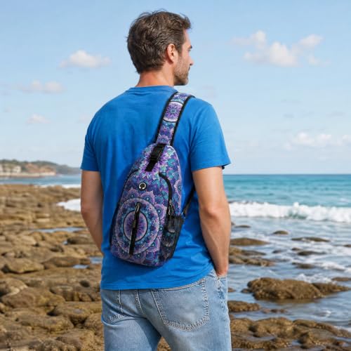 Image of Mandala Sling Bag For Women Men Small Crossbody Bags Mini Water Resistant Casual Chest Bag Backpack Shoulder Daypack For Travel Hiking