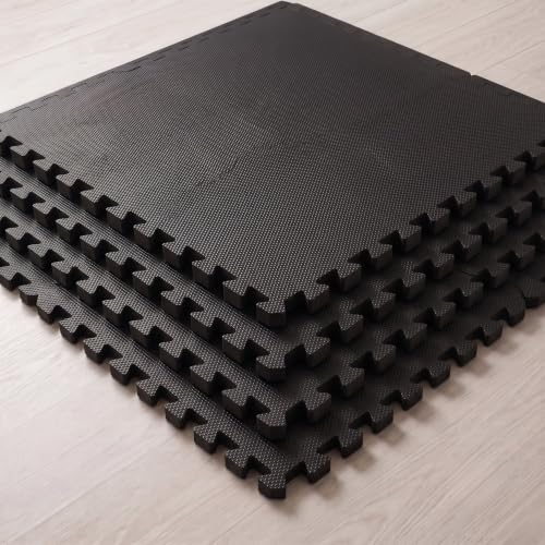 Image of EASYHOME 24mm Interlocking Gym Mats for Floor, Super Thick Workout Mat for Heavy Exercise & Floor Protection, EVA Foam Mat- 60x60cm (4 Tiles - 16Sqft)