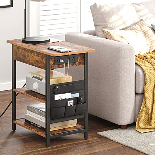 Tutotak End Table With Charging Station, Side Table With Storage, Flip Top Bedside Table With Usb Ports And Outlets, Nightstand For Small Spaces, Sofa Table Tb01Bb051 #TOP1