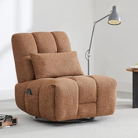Watson & Whitely Oversized Power Recliner Chair for Adults, Swivel Rocker Recliner Chair with Lumbar Support, Ultra-Comfy Glider Recliner for Living Room Theater Seating Single Sofa, Terracotta Cover