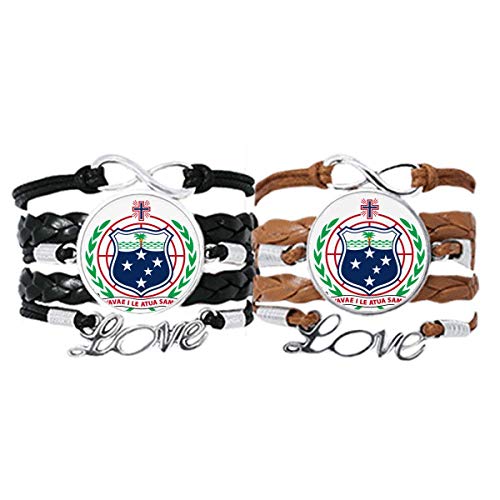 Pulsera de cuerda de cuero de Samoa con emblema nacional de Oceanía para parejas