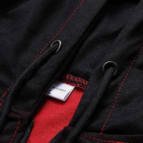 Heren trainingspakken Set met zakken, Morbuy Casual lange mouw Sweatshirt Top Broek Sets Sport Pak Hoodie Jacket Bottoms Set voor Jogging Bodybuilding Gym Training - rood - XL - Afbeelding 6