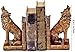 Bellaa 26362 Decorative Bookends Howling Wolf Animal Cabin Farmhouse Vintage Bookshelf Home Decor Tabletop Shelves Nonskid Heavy Book Stoppers 9 inch