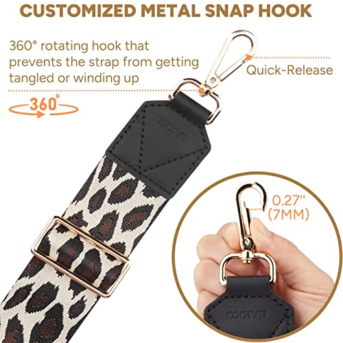Image of BAKKO Purse Strap Replacement Top Grain Genuine Leather Ends Gold Metal Hardware 2 inch Wide Shoulder Strap for Crossbody Bags Handbags Messenger Duffel Bags Adjustable Length from 35 inch to 58 inch - Leopard