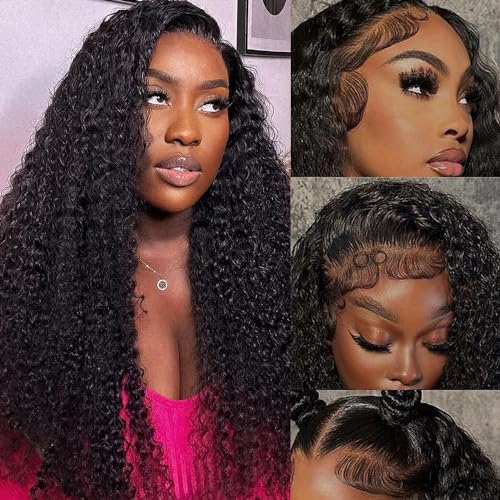 13x4 Transparent Lace Front Human Hair Wigs Curly Human Hair Wigs for Women 180 Density for Women Glueless 12A Brazilian Wigs Human Hair Pre Plucked with Baby Hair 22 inch
