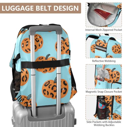 Mochilas para hombre y adultos con diseño de leopardo azul y calabaza para laptops de 17.5" 4