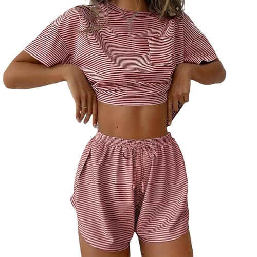 Image of Ekouaer Womens Pajama Sets Sexy Lounge Sets Side Split Short Pj Sets Cute Pjs 2 Piece Comfy Sleepwear Loungewear