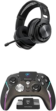 حزمة من سماعة ألعاب الكمبيوتر الشخصي اللاسلكية ذات الظهر المفتوح من Turtle Beach Atlas + وحدة تحكم ألعاب لاسلكية فائقة الأداء من Stealth لأجهزة Xbox Series X|S وXbox One والكمبيوتر الشخصي وAndroid باللون الأسود