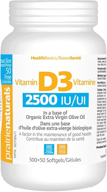 Prairie Naturals Vitamin d3 cholecalciferol 2,500iu softgel, 550 Count