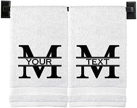 Custom Luxury Towels Personalized Hand Towels | Set of 2 | Choose from 12 Fonts | Genuine Turkish Cotton | Oeko-Tex Certified | Personalized Towels | Bathroom Hand Towels