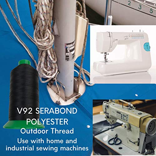 Ez-Xtend Serabond Bonded #92 Polyester Thread - Uv Resistant And Heavy Duty Thread Sewing - Extra Strong Upholstery Thread - Can Be Used On Home Sewing Machines (Black, 8 Oz Spool) #TOP2