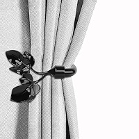 HIKMLK Leaf Shaped Curtain Holdbacks 2Pcs, Handmade Metal Curtain Side